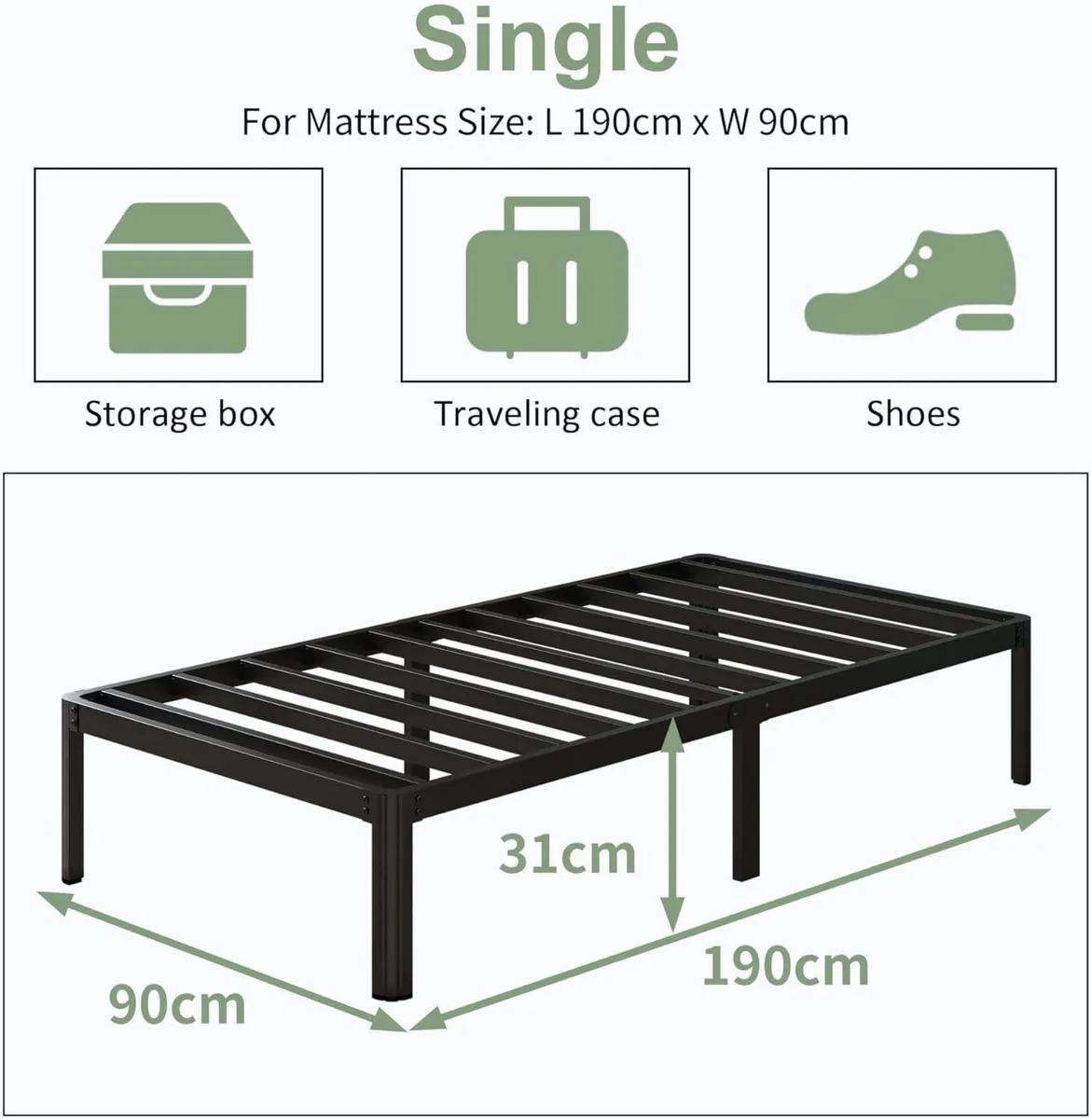 Lutown Teen 3ft Single Bed Frame with Rounded - Image 2