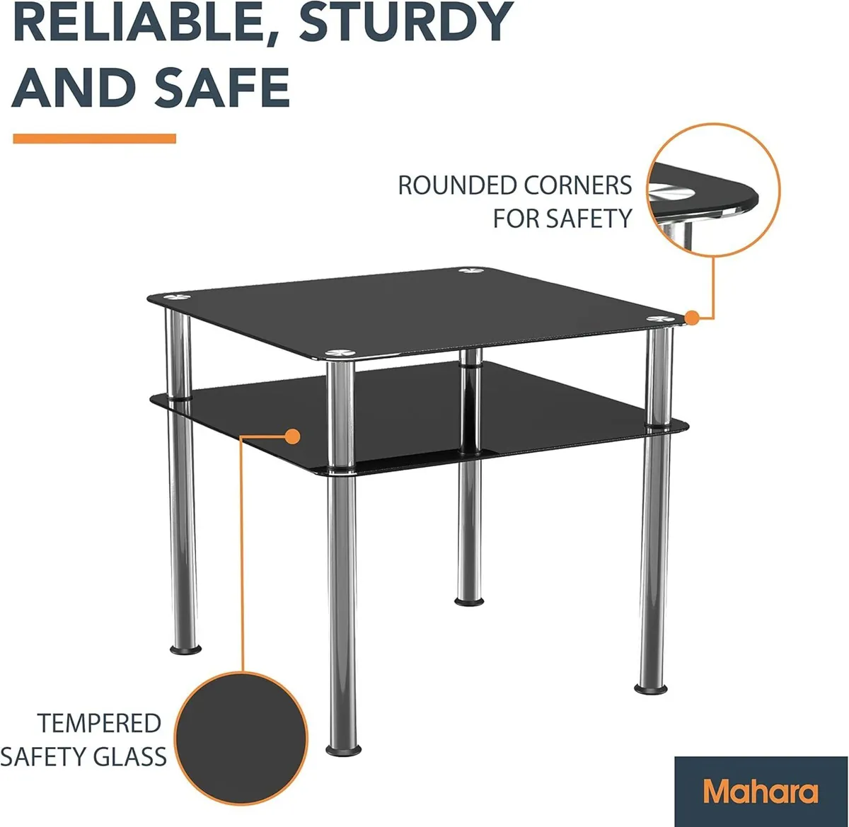 Black Glass Coffee Table - Slimline square side - Image 4