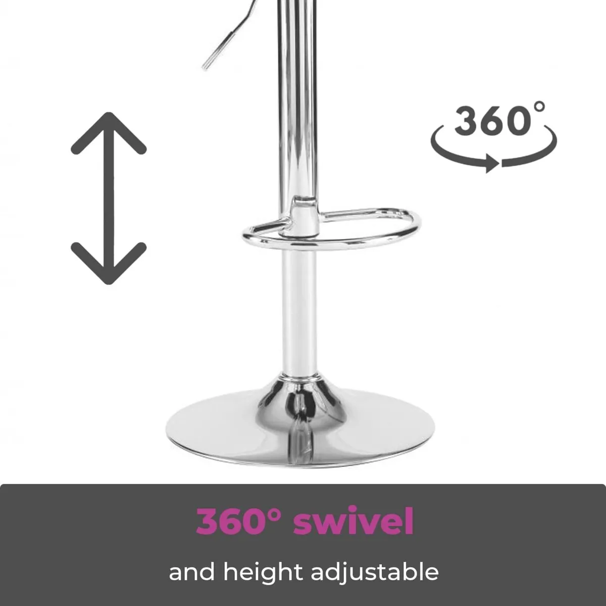 2X Chrome Gas Lift Swivel Faux Leather Kitchen - Image 4