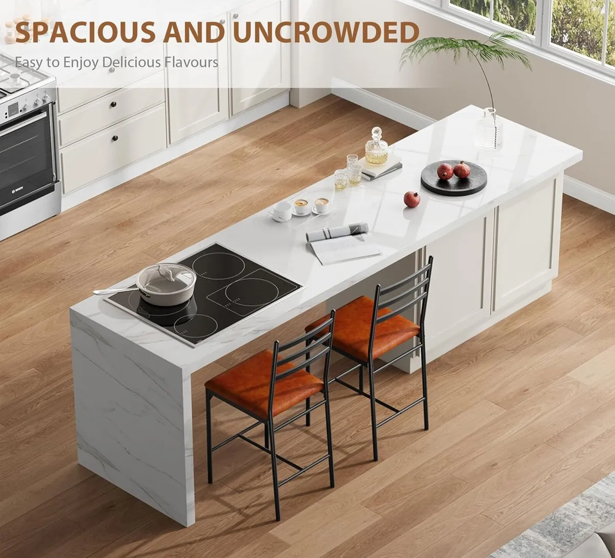 Bar Stools Set of 2 Counter Height Chairs with - Image 3