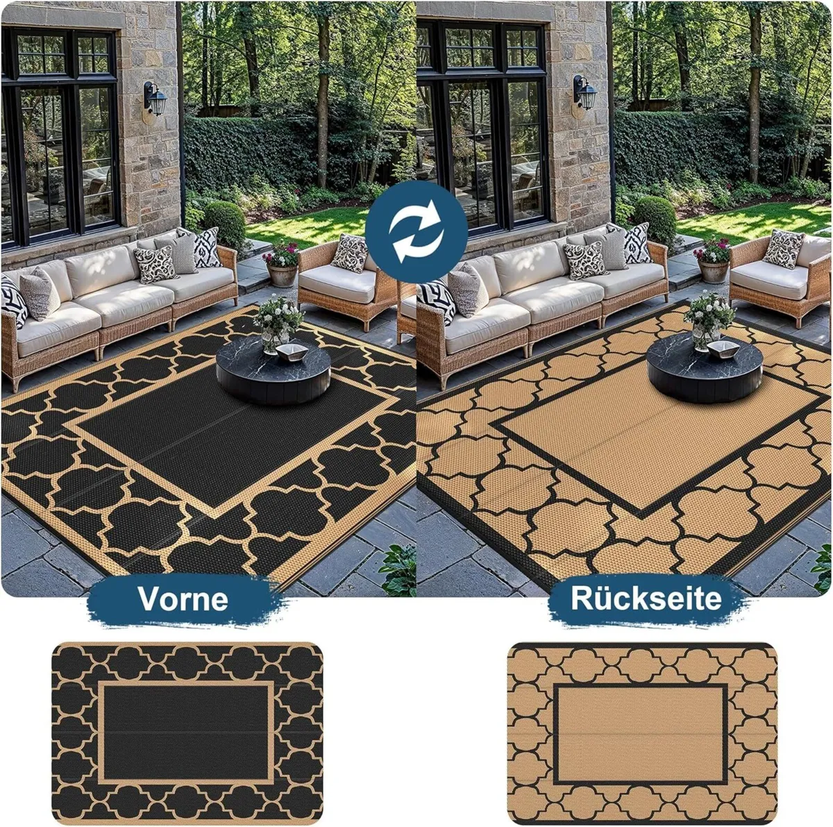 Outdoor Rug Garden Rugs Waterproof Reversible - Image 2