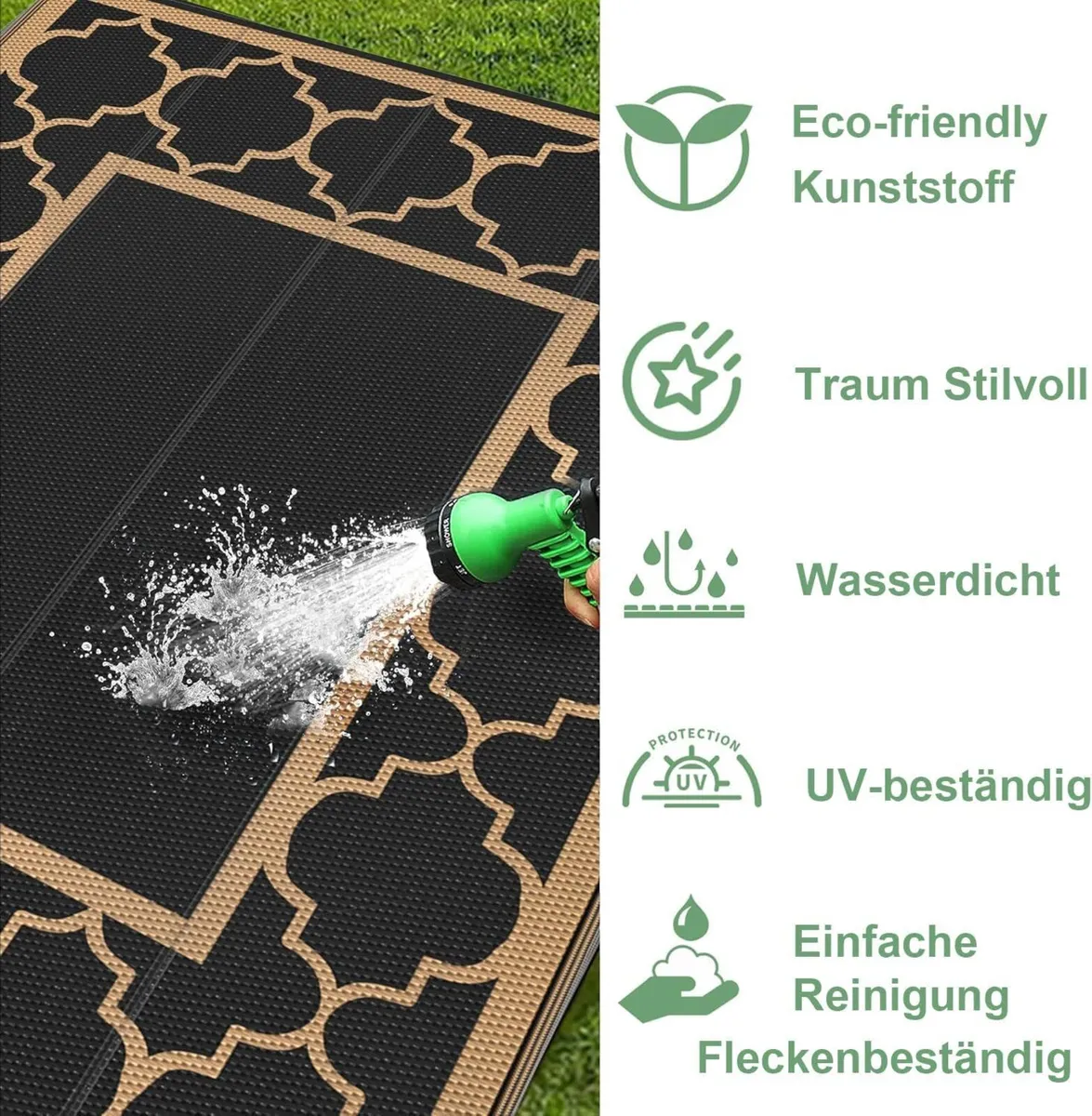 Outdoor Rug Garden Rugs Waterproof Reversible - Image 3