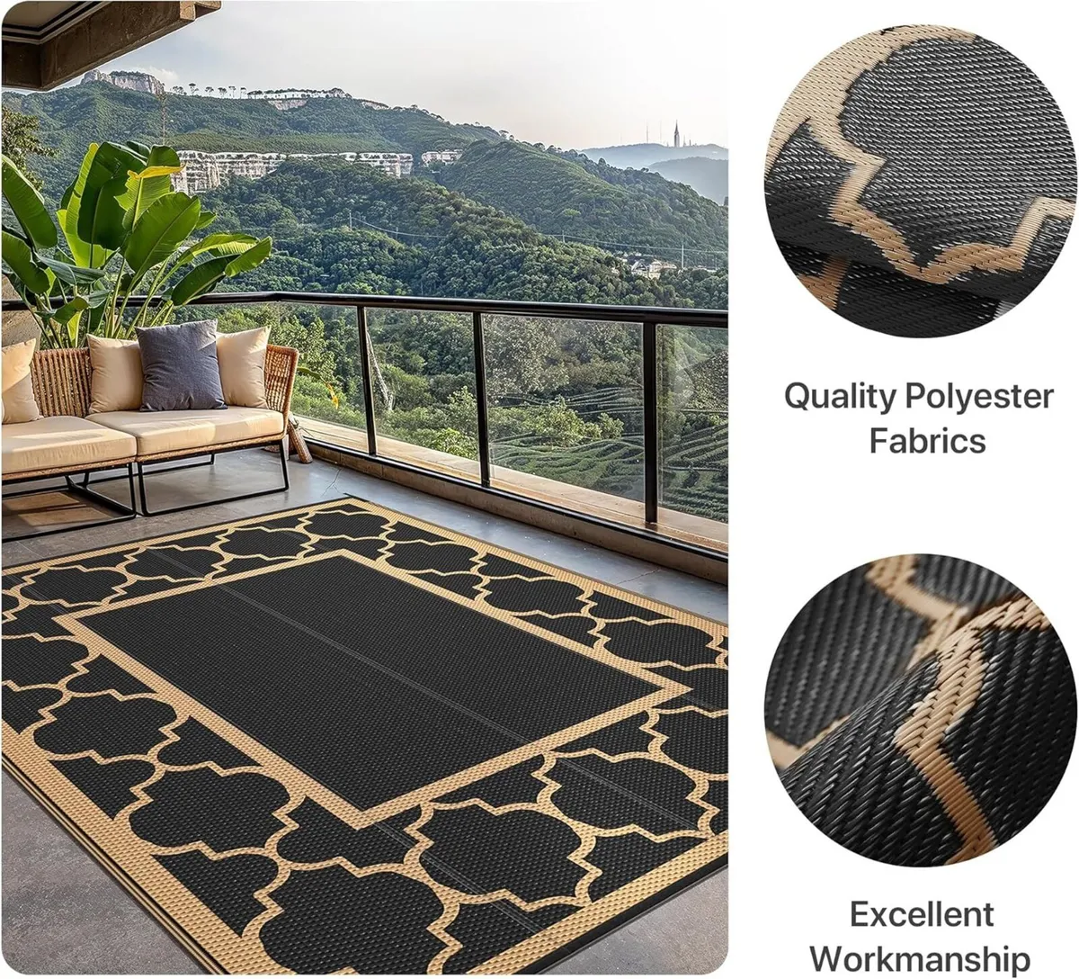 Outdoor Rug Garden Rugs Waterproof Reversible - Image 4