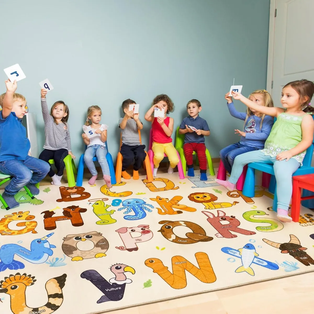 Kids Carpet Playmat Rug Alphabet Animals - - Image 3