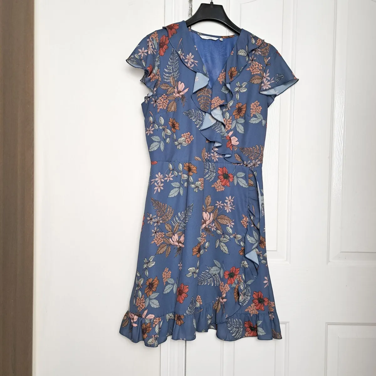 Formula Joven Blue Floral Mini Dress Ruffle 14UK - Image 1