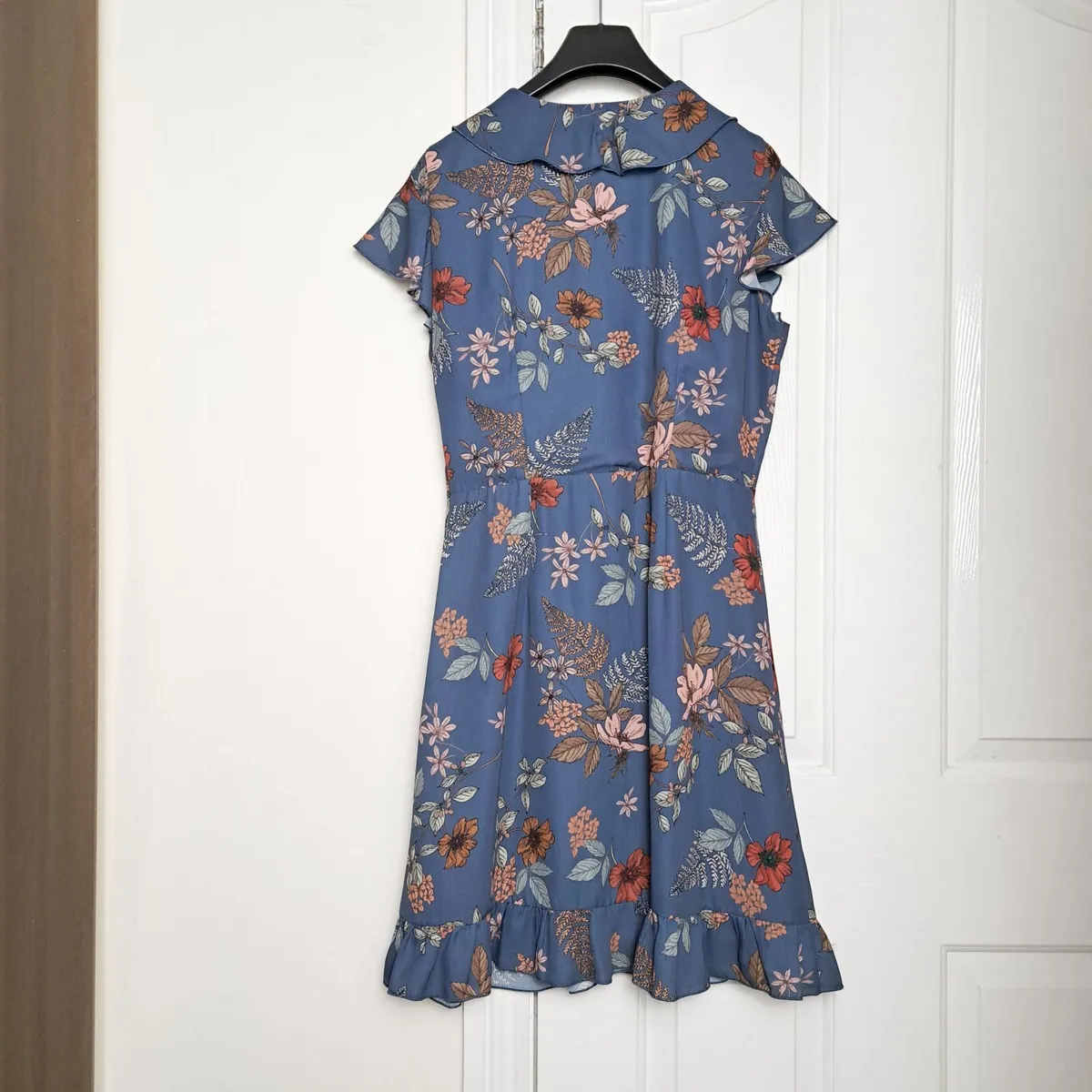 Formula Joven Blue Floral Mini Dress Ruffle 14UK - Image 3