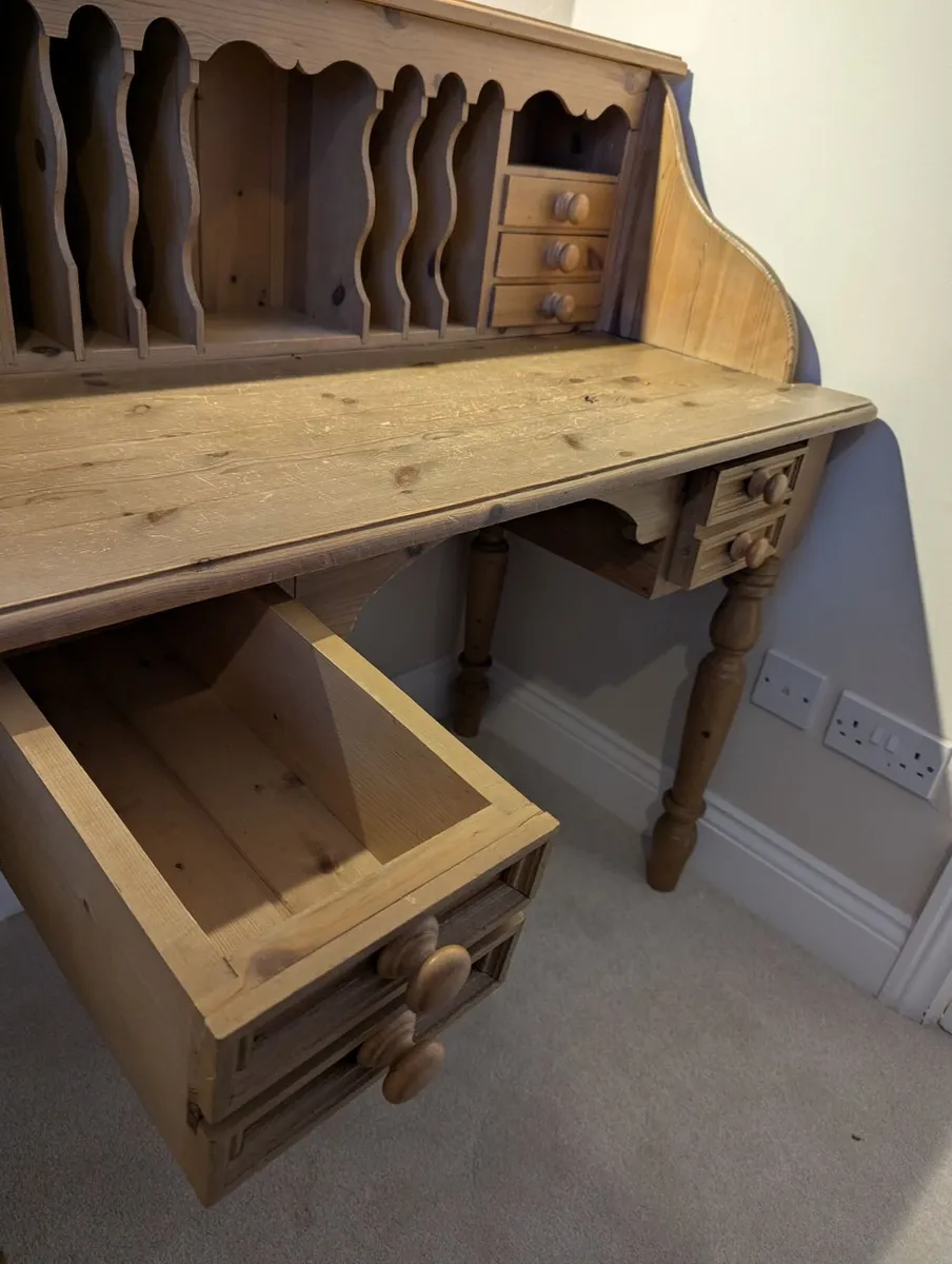 Solid Pine Traditional Handmade Writing Desk - Image 3