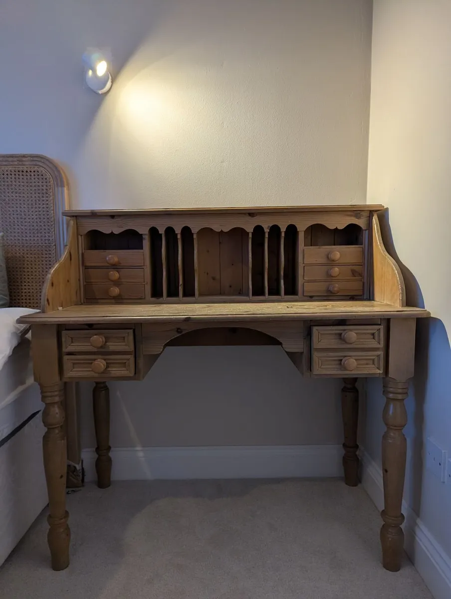 Solid Pine Traditional Handmade Writing Desk - Image 1