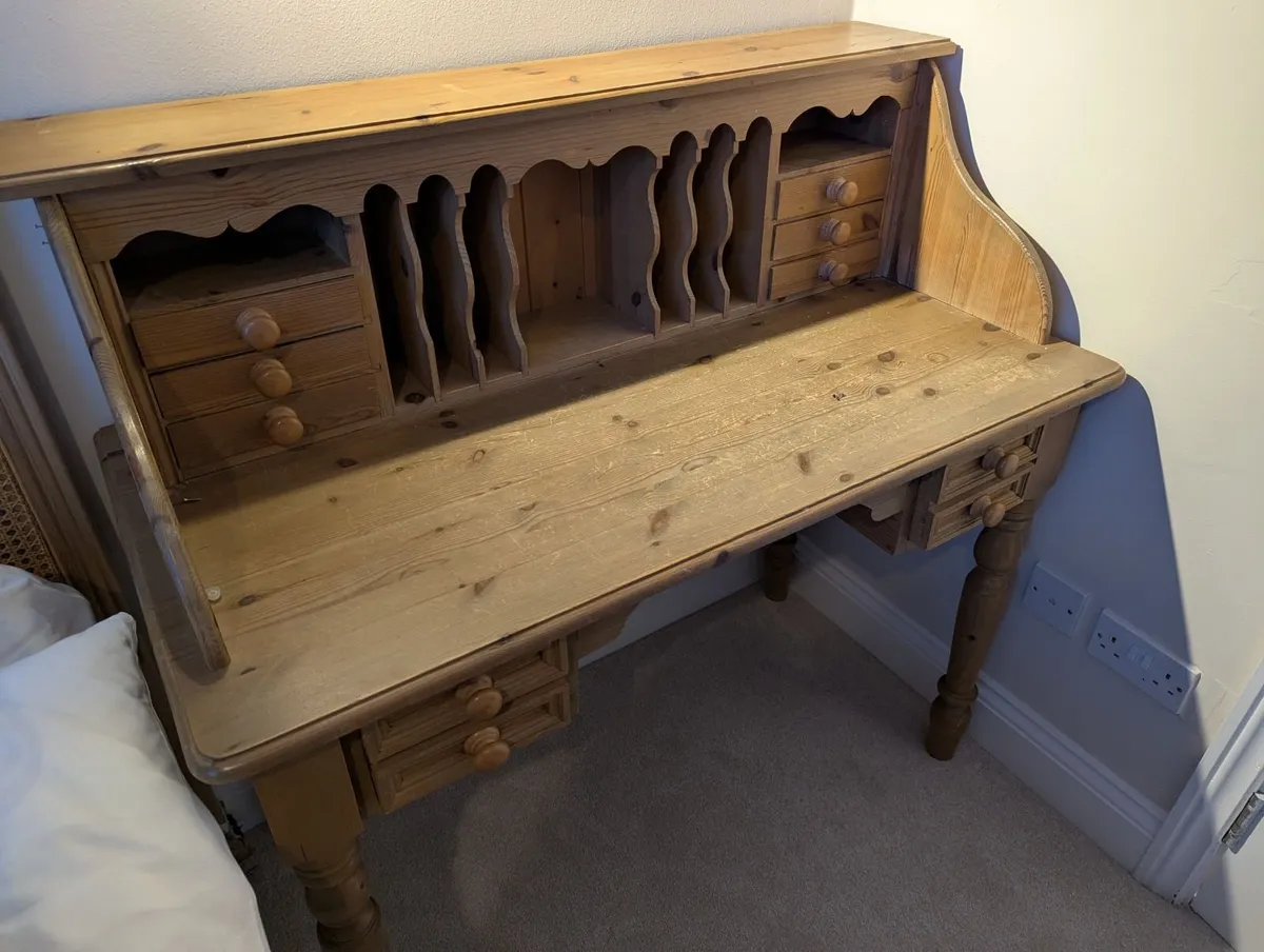 Solid Pine Traditional Handmade Writing Desk - Image 2