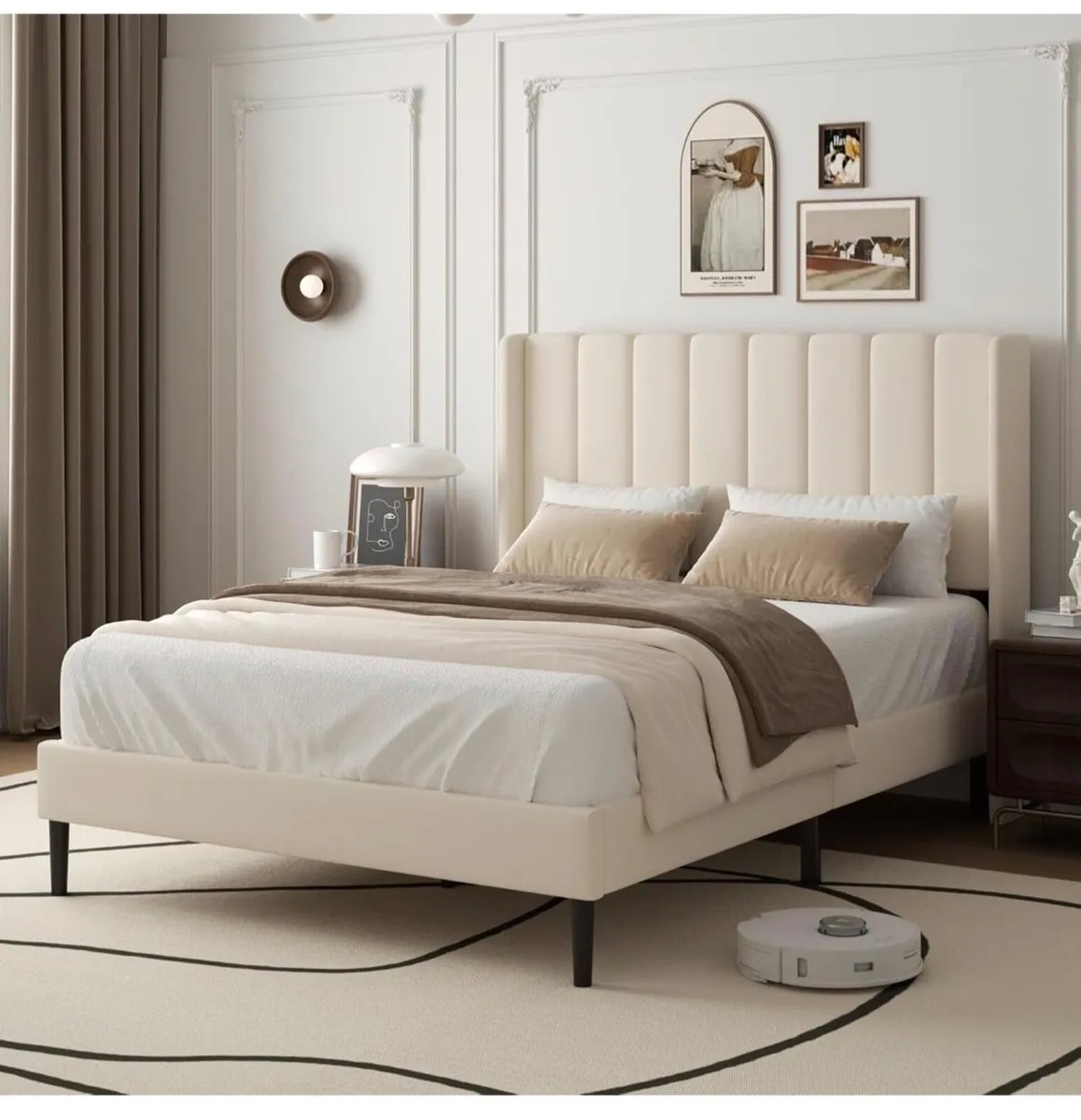 Double Bed Frame with Headboard, Vertical Channel - Image 1