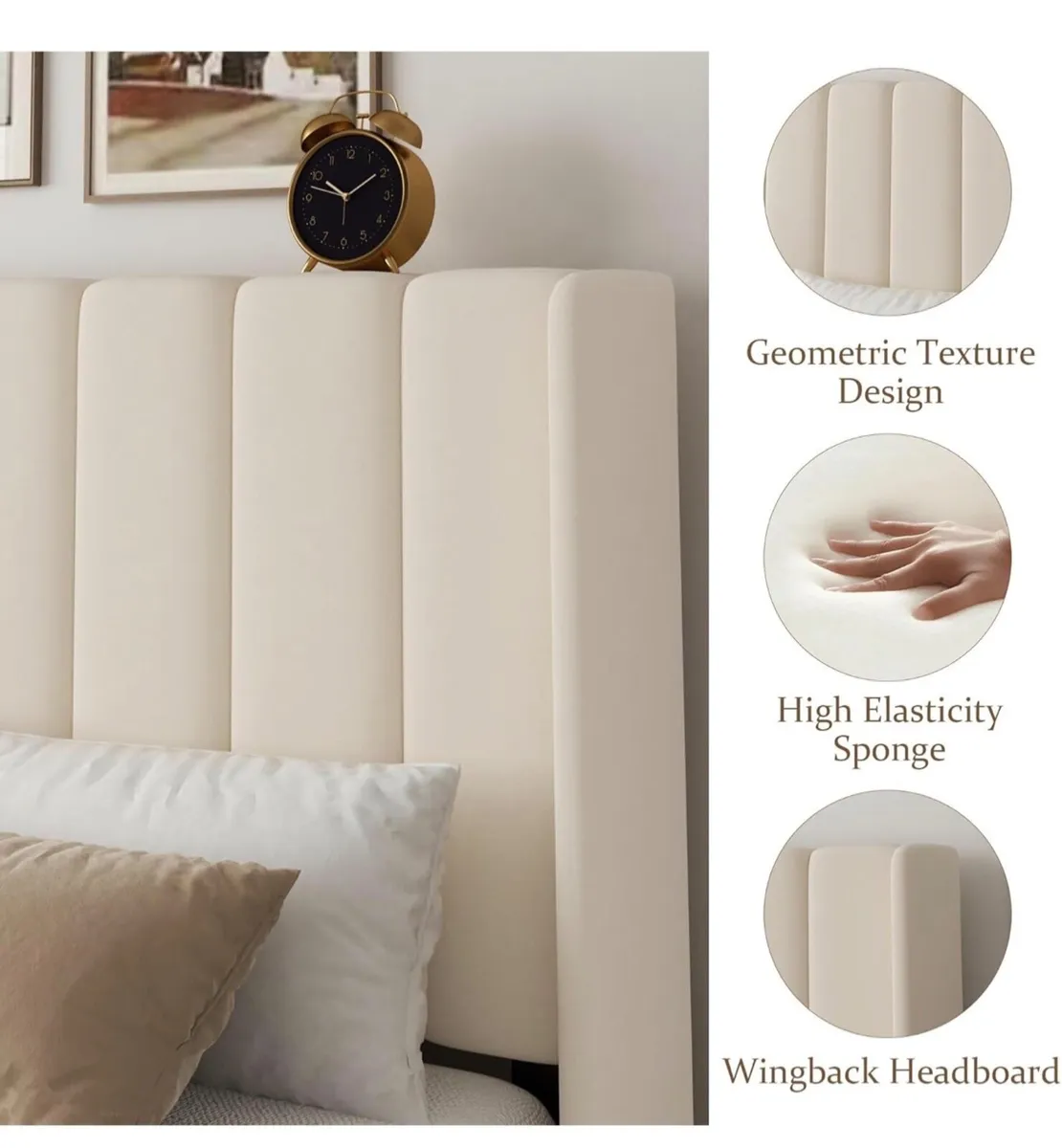 Double Bed Frame with Headboard, Vertical Channel - Image 4