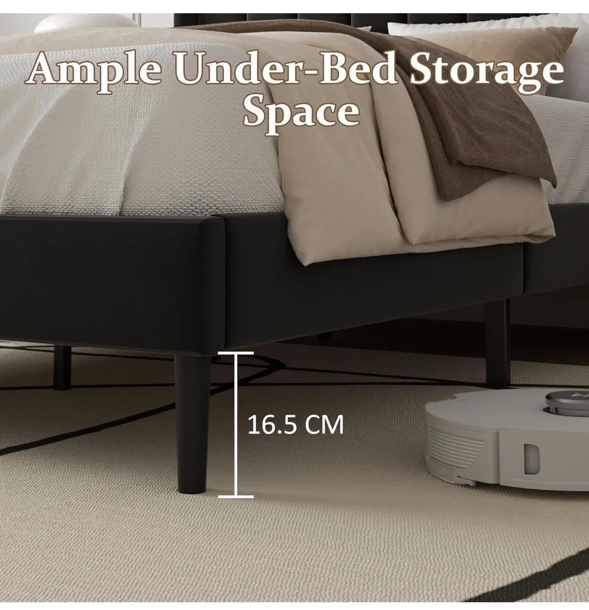 Double Bed Frame with Headboard, Vertical Channel - Image 3