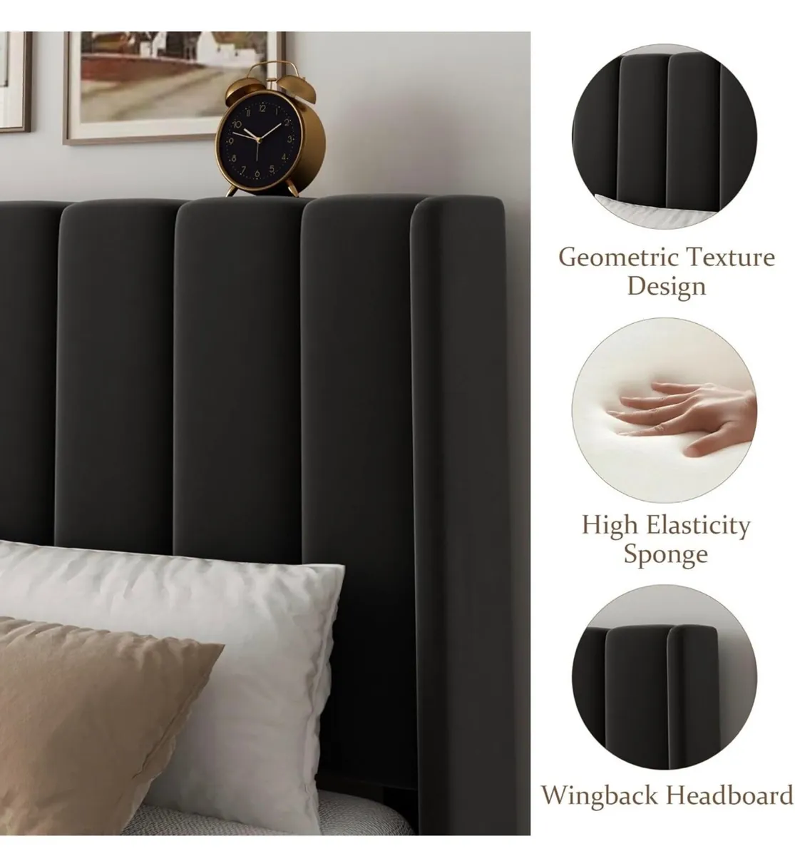 Double Bed Frame with Headboard, Vertical Channel - Image 4