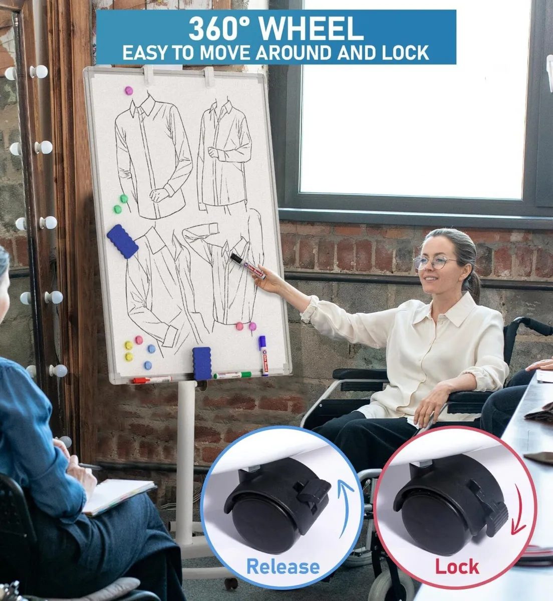 Flip Chart Stands Mobile Whiteboard 90 x 60 cm - Image 3