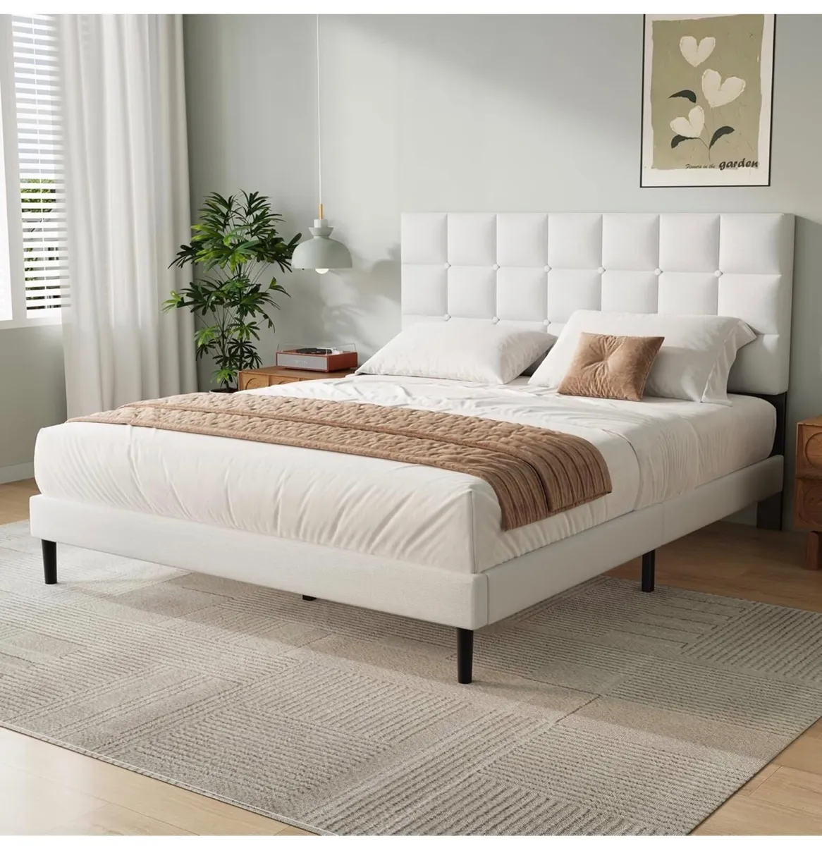 Double Bed Frame, Easy Assembly, Sturdy Wooden Sla - Image 1