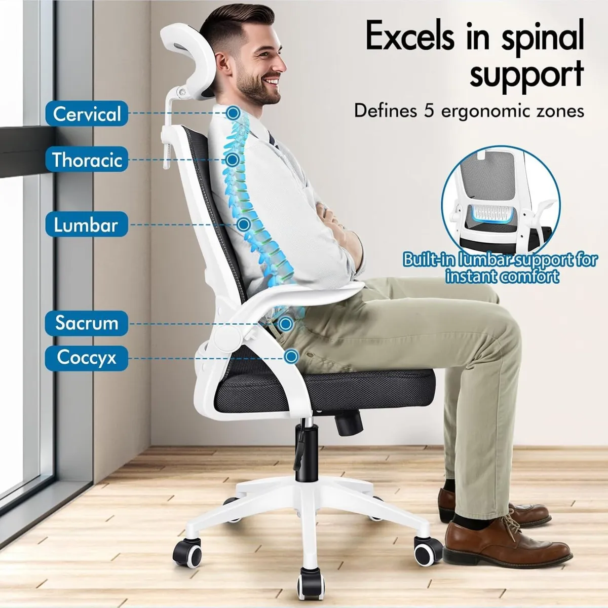 Ergonomic Office Chair with Headrest High Back - Image 3