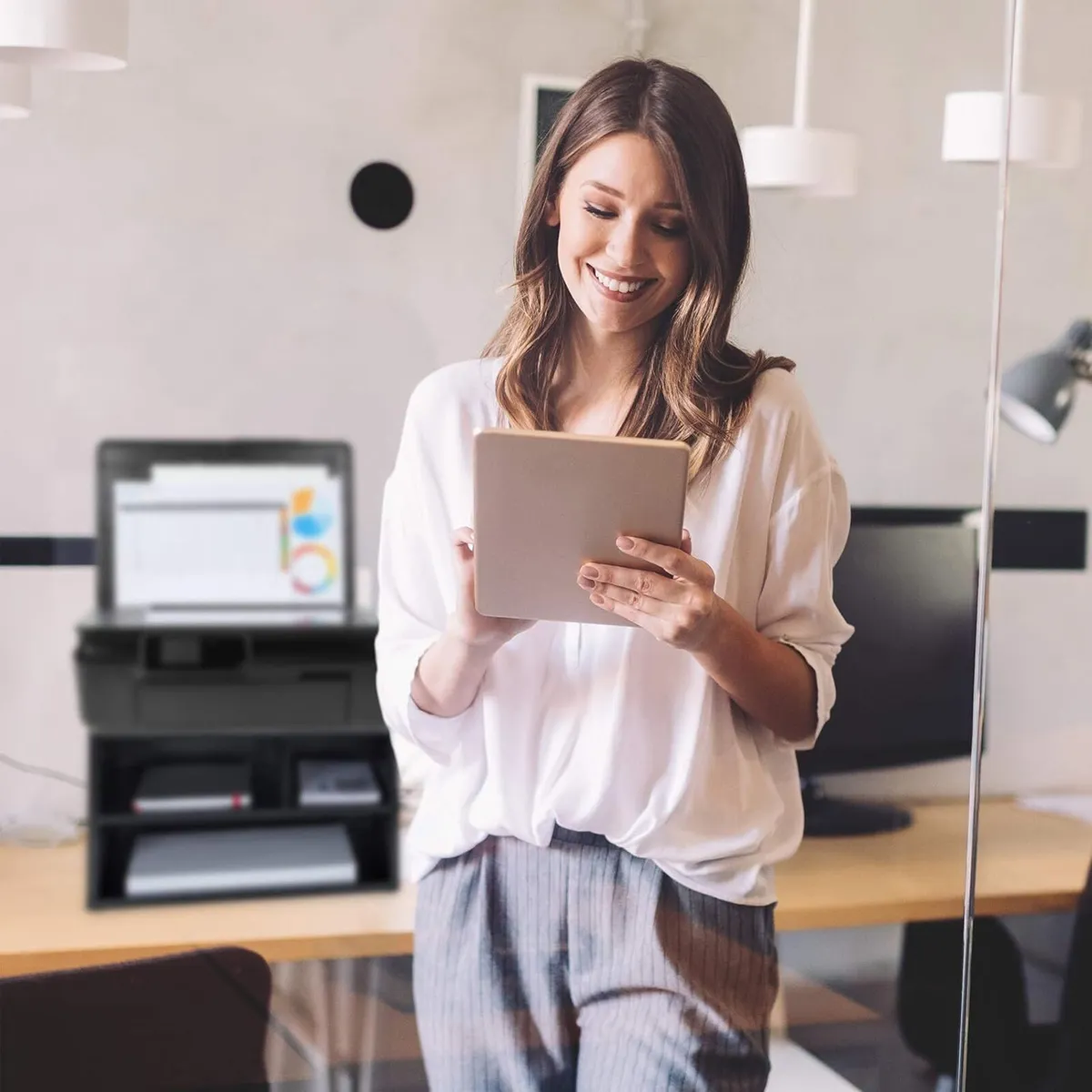 Printer Stand Desk Tidy 3 Compartments Organiser - Image 4