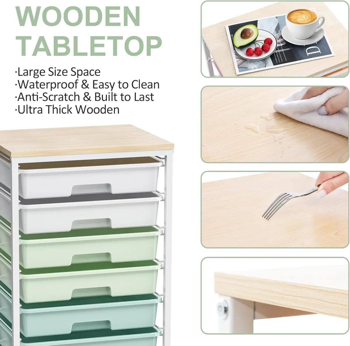 8 Drawers Storage Trolley Utility Cart on - Image 3