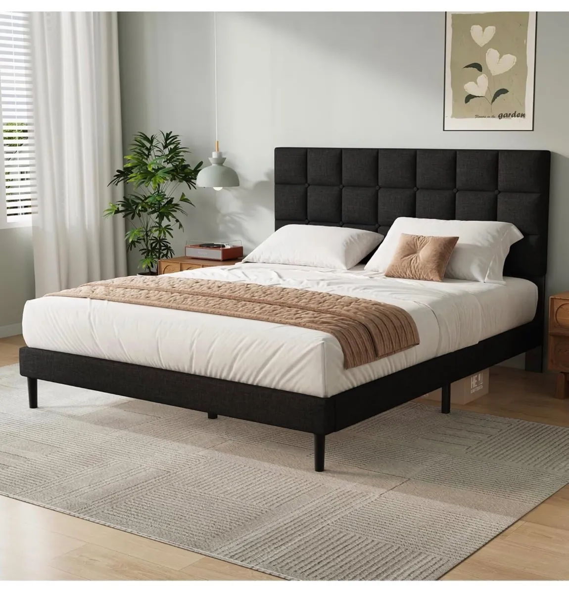 Double Bed Frame, Easy Assembly, Sturdy Wooden Sla - Image 2