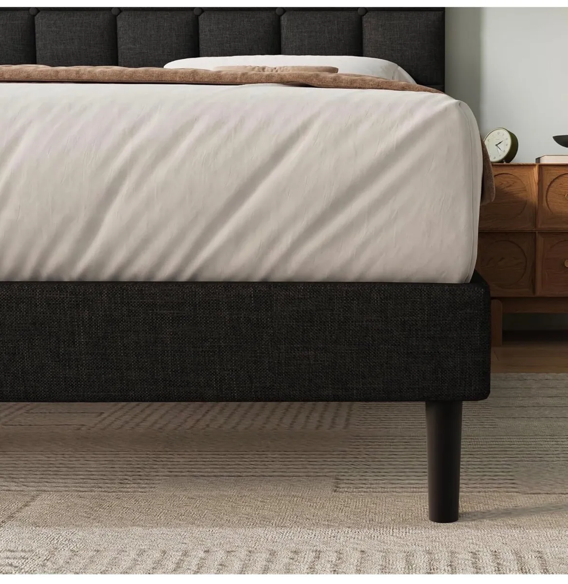 Double Bed Frame, Easy Assembly, Sturdy Wooden Sla - Image 4