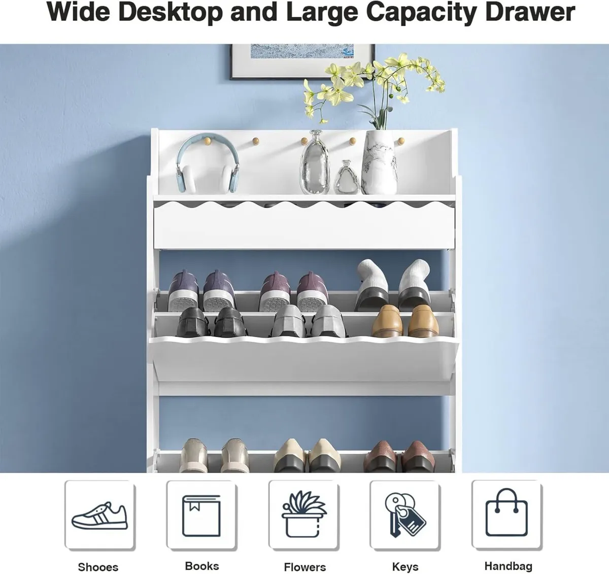 Shoe Cabinet with Drawer Wooden Storage Unit 2 - Image 4