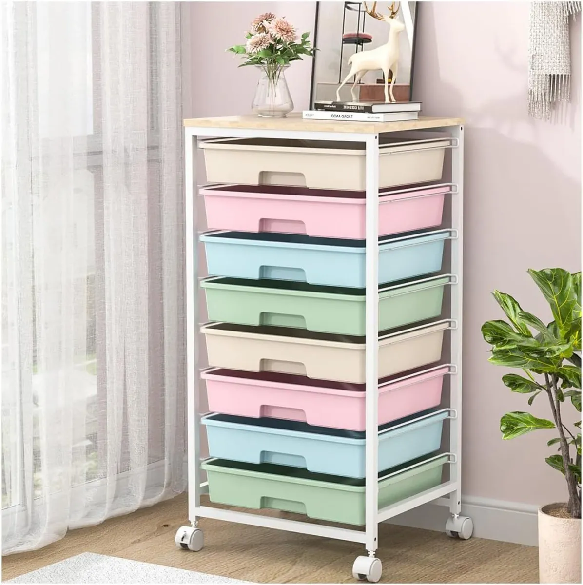 8 Drawers Rolling Storage Trolley Utility Cart on - Image 1