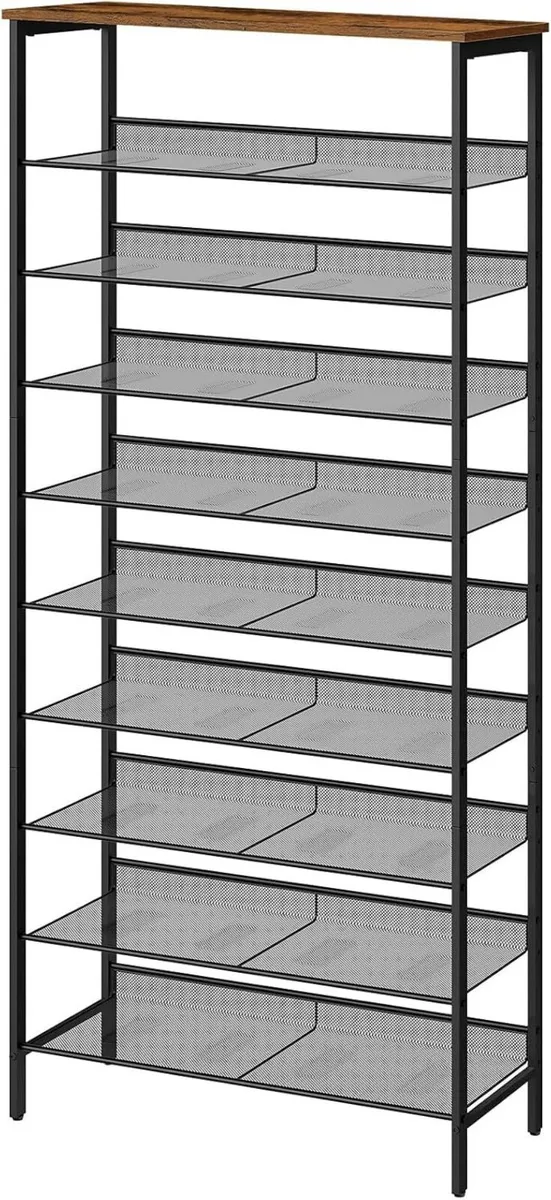 10-Tier Shoe Rack Tall Storage Organizer Industria - Image 1