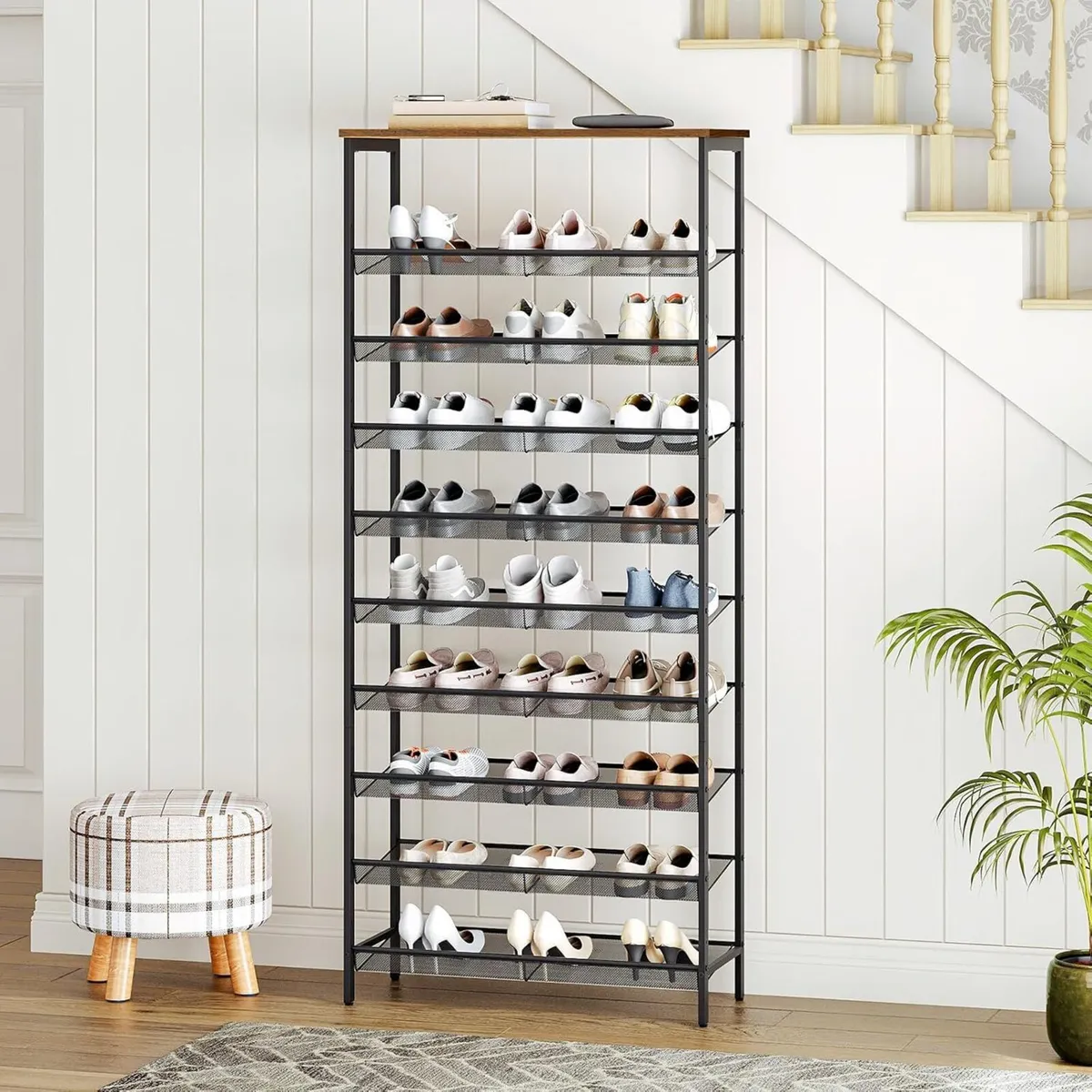 10-Tier Shoe Rack Tall Storage Organizer Industria - Image 2