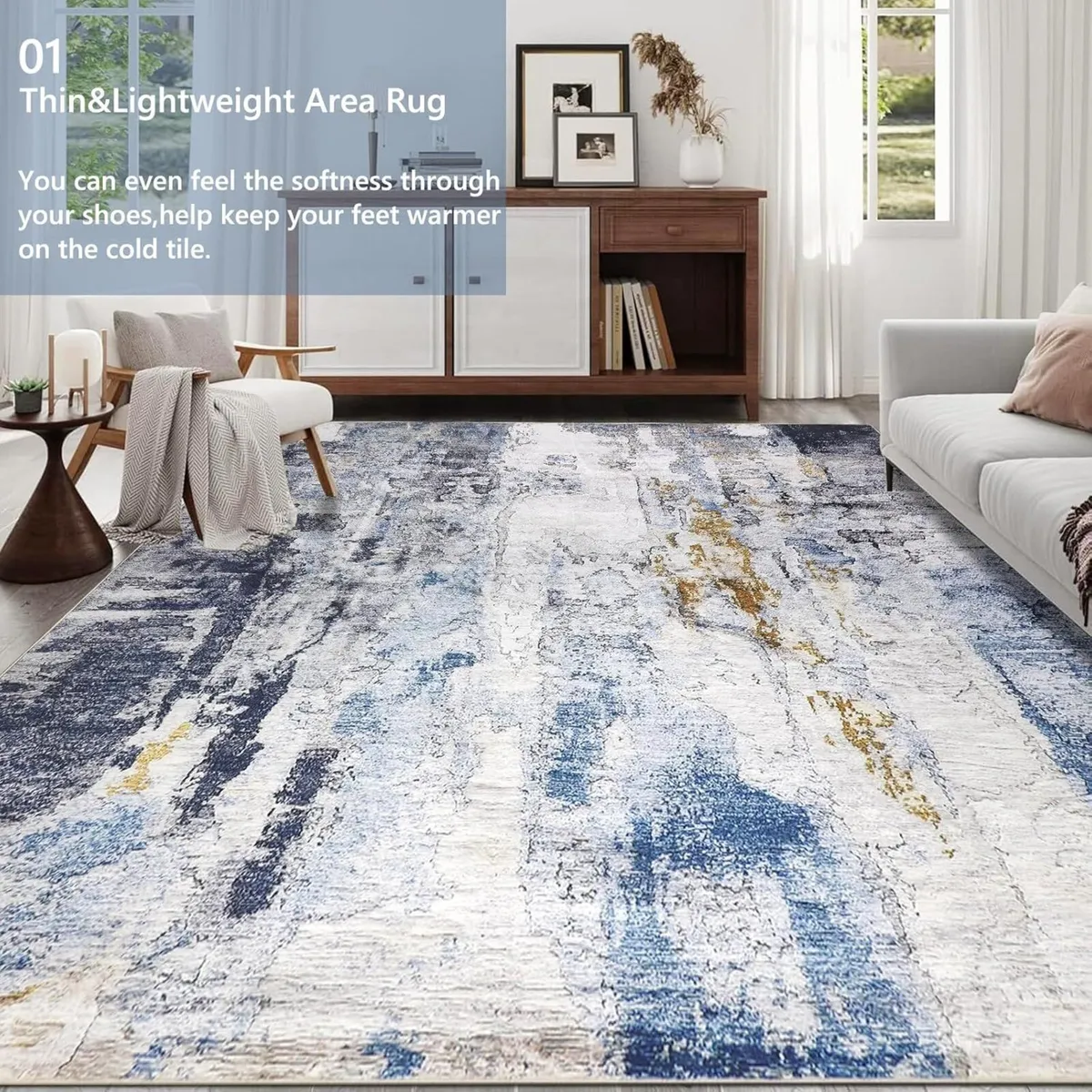 Modern Abstract Area Rug Living Room Extra Large - Image 2