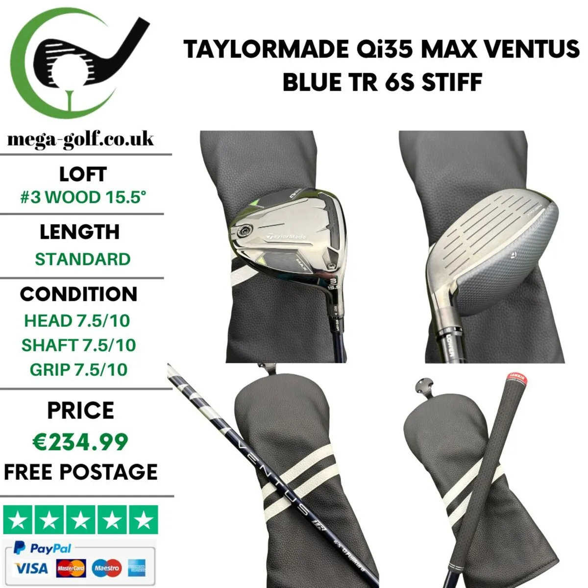 Taylormade Qi35 Max #3 Wood 15.5° / Stiff - Image 1