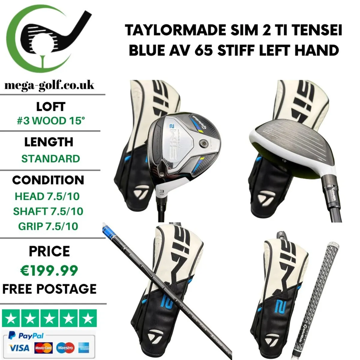 Taylormade Sim 2 Ti #3 Wood 15° / Stiff - Image 1