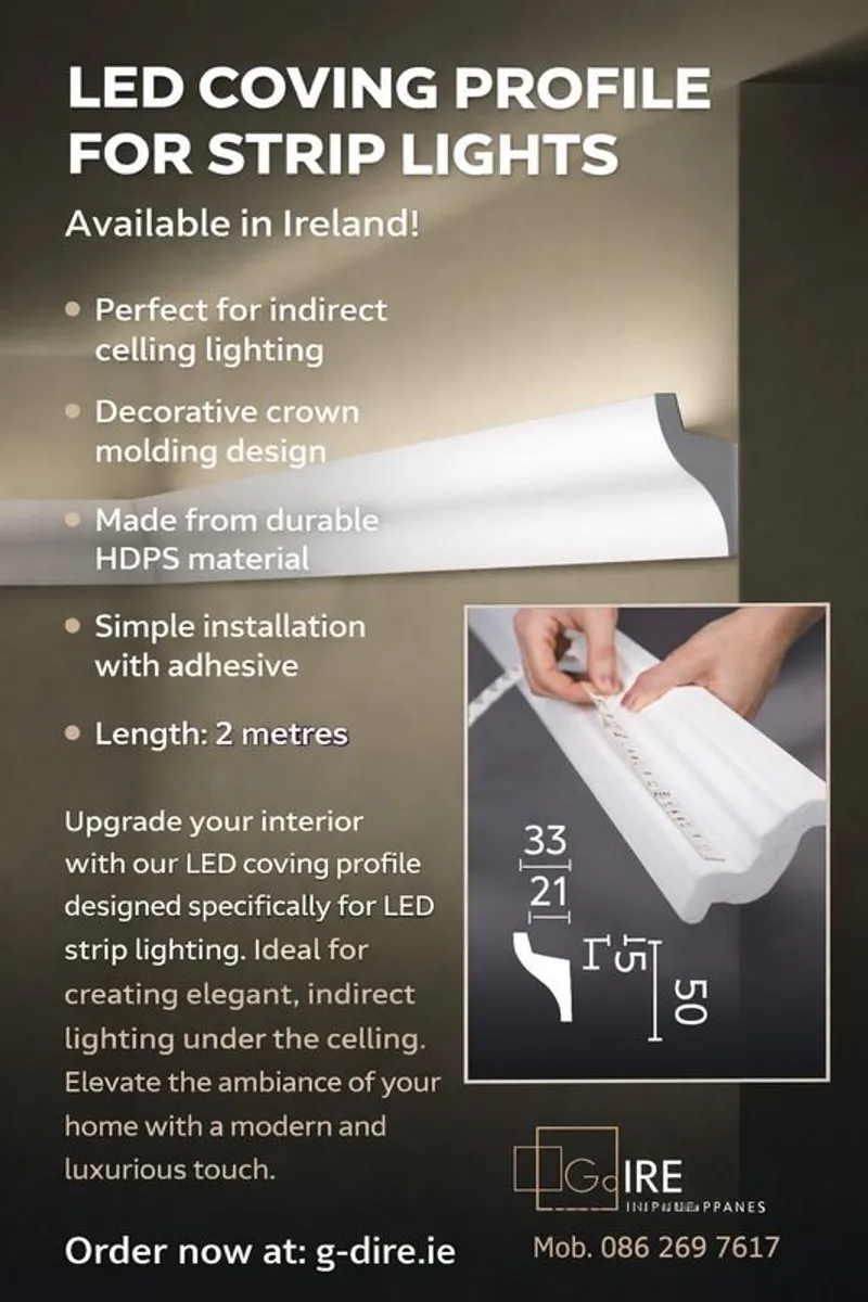 LED Lighting Coving DL50 Indirect LED Ceiling Moulding  2m Length - Image 1