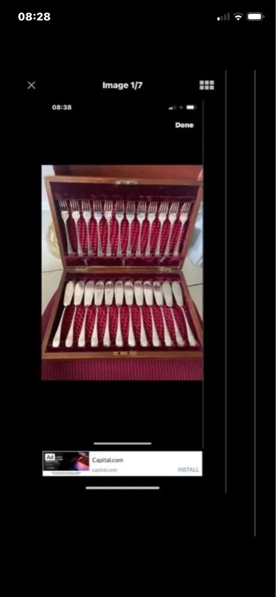 Antique 24 Piece Boxed Fish Set - Image 1
