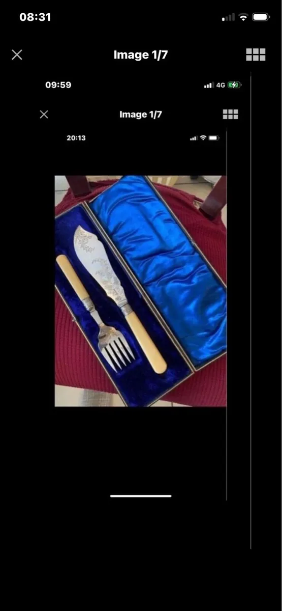 Antique Bone Handle Fish Serving Set - Image 1