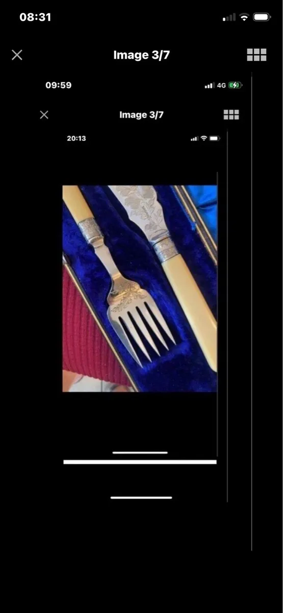 Antique Bone Handle Fish Serving Set - Image 3