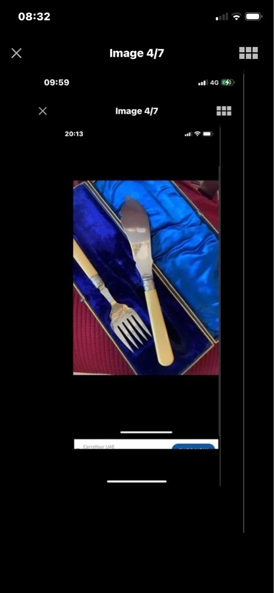 Antique Bone Handle Fish Serving Set - Image 4