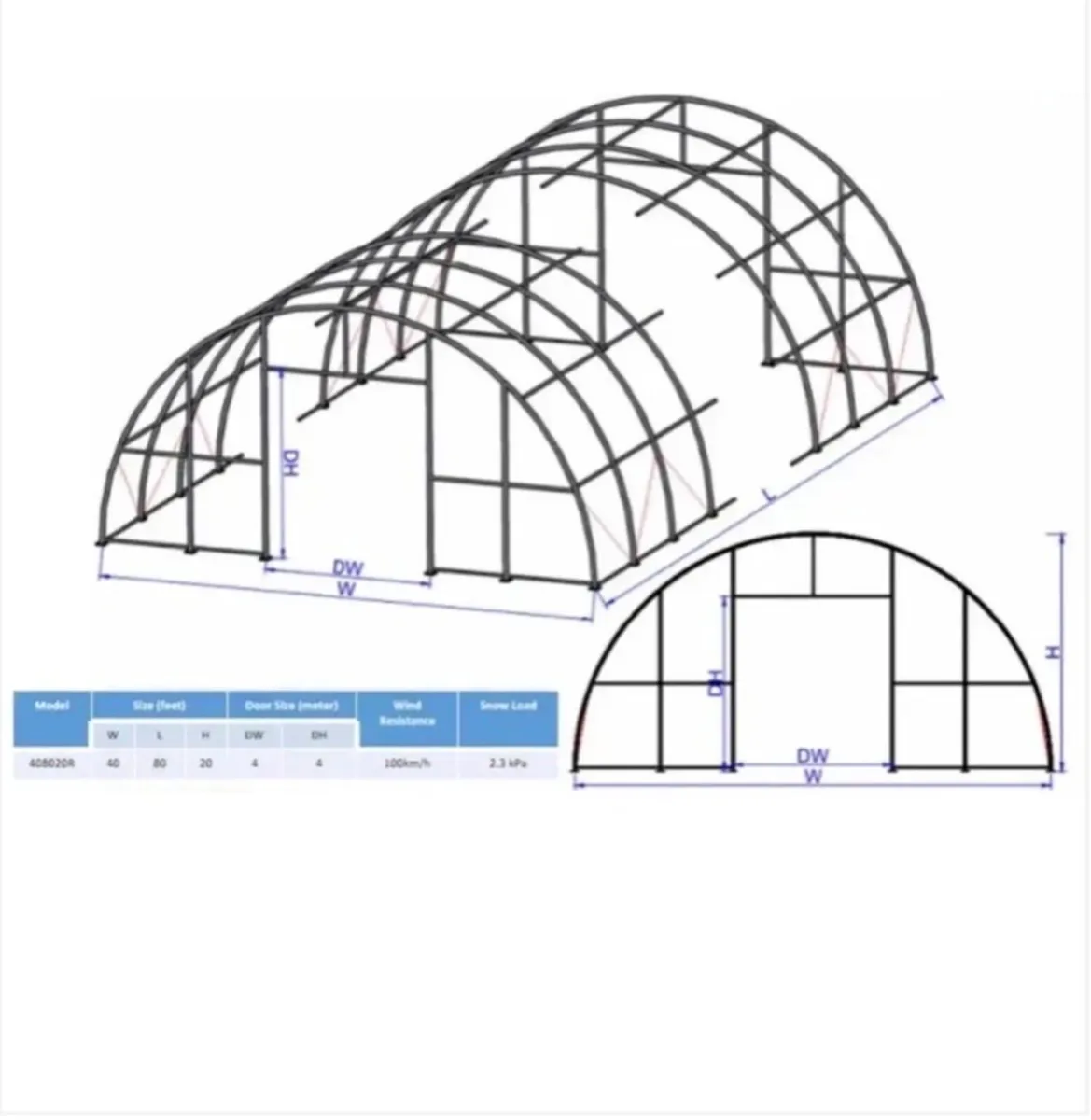 40ftx80ft Heavy Duty Machinery Shelter Livestock - Image 2