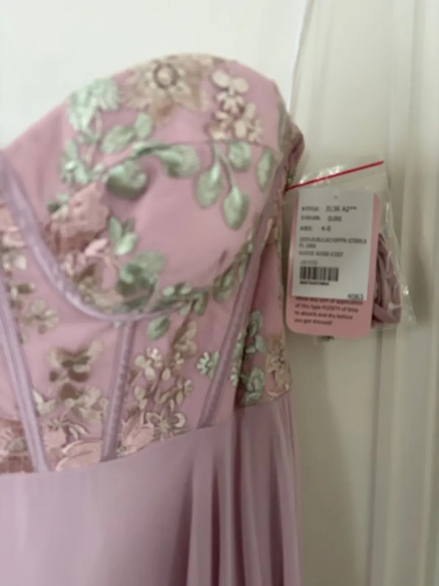 Dessy - strapless embroidered corset dress with chiffon skirt - Image 3