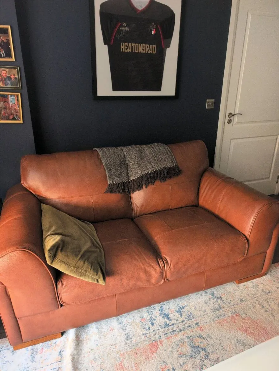 Tan leather sofa - Image 2