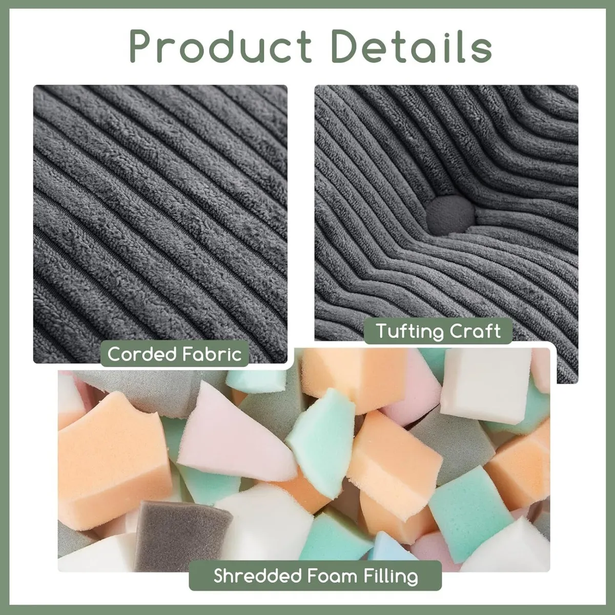 55 x 35cm Corduroy Cube Bean Bag，Footstool - Image 4