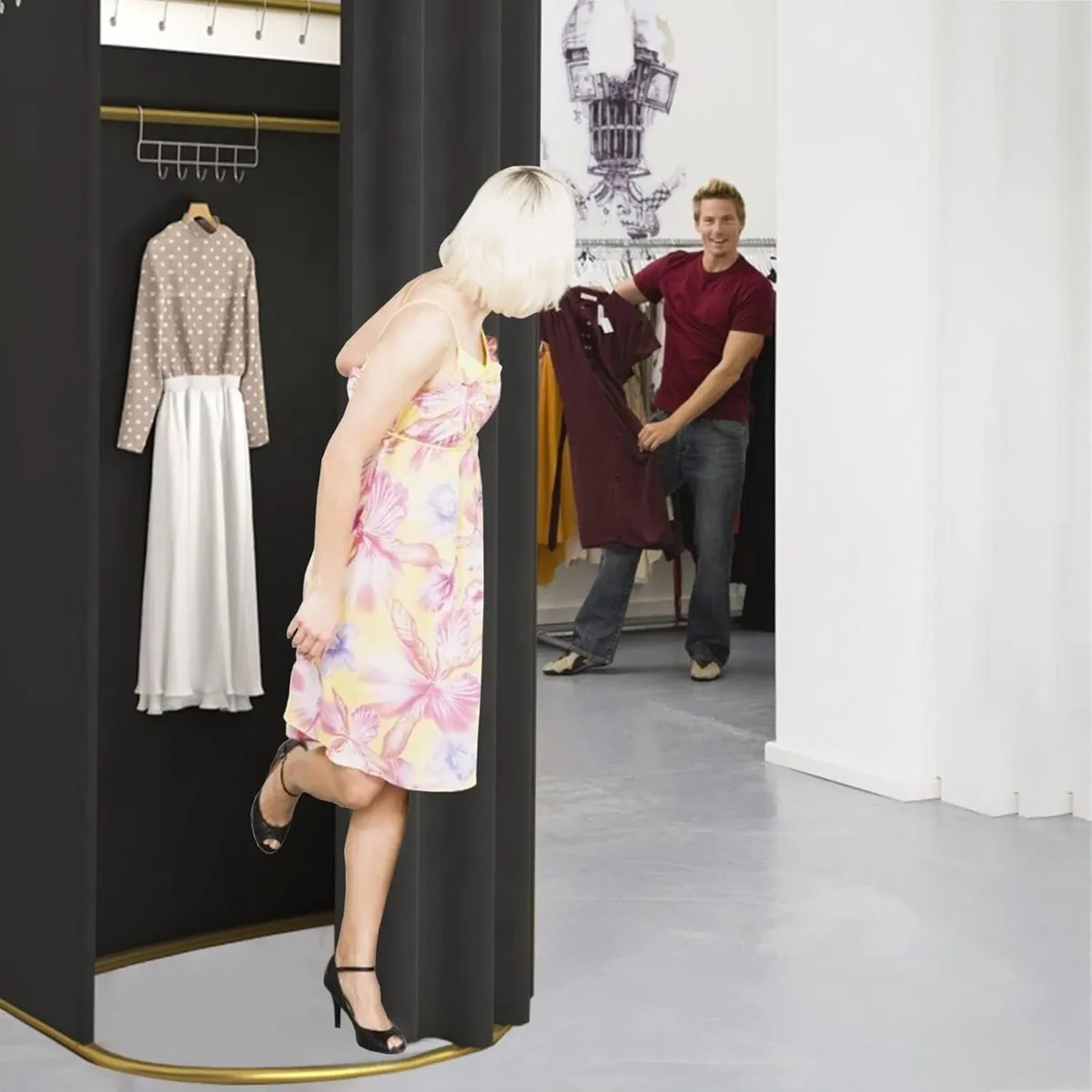 Clothing Store Fitting Room with Shading Curtain - Image 2