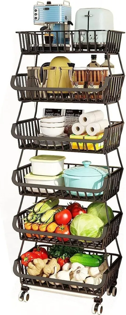 6 Tier Vegetable Storage Rack Stackable Fruit - Image 1