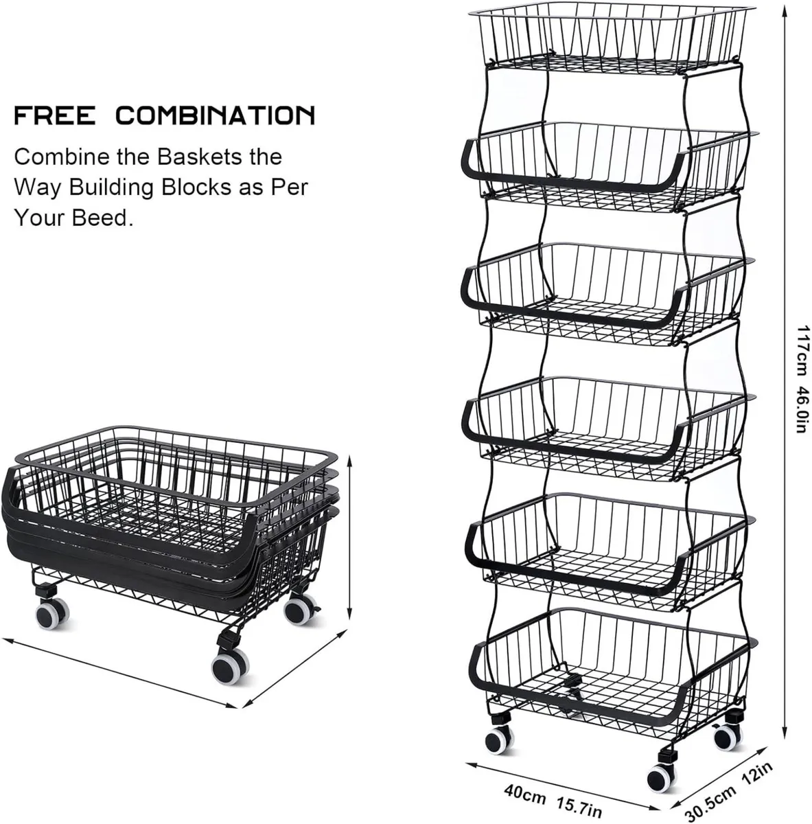 6 Tier Vegetable Storage Rack Stackable Fruit - Image 3