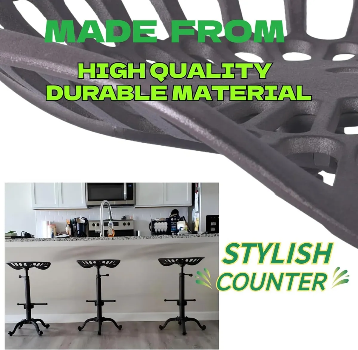 Vintage Industrial Bar Stools Cast Iron Tractor - Image 4