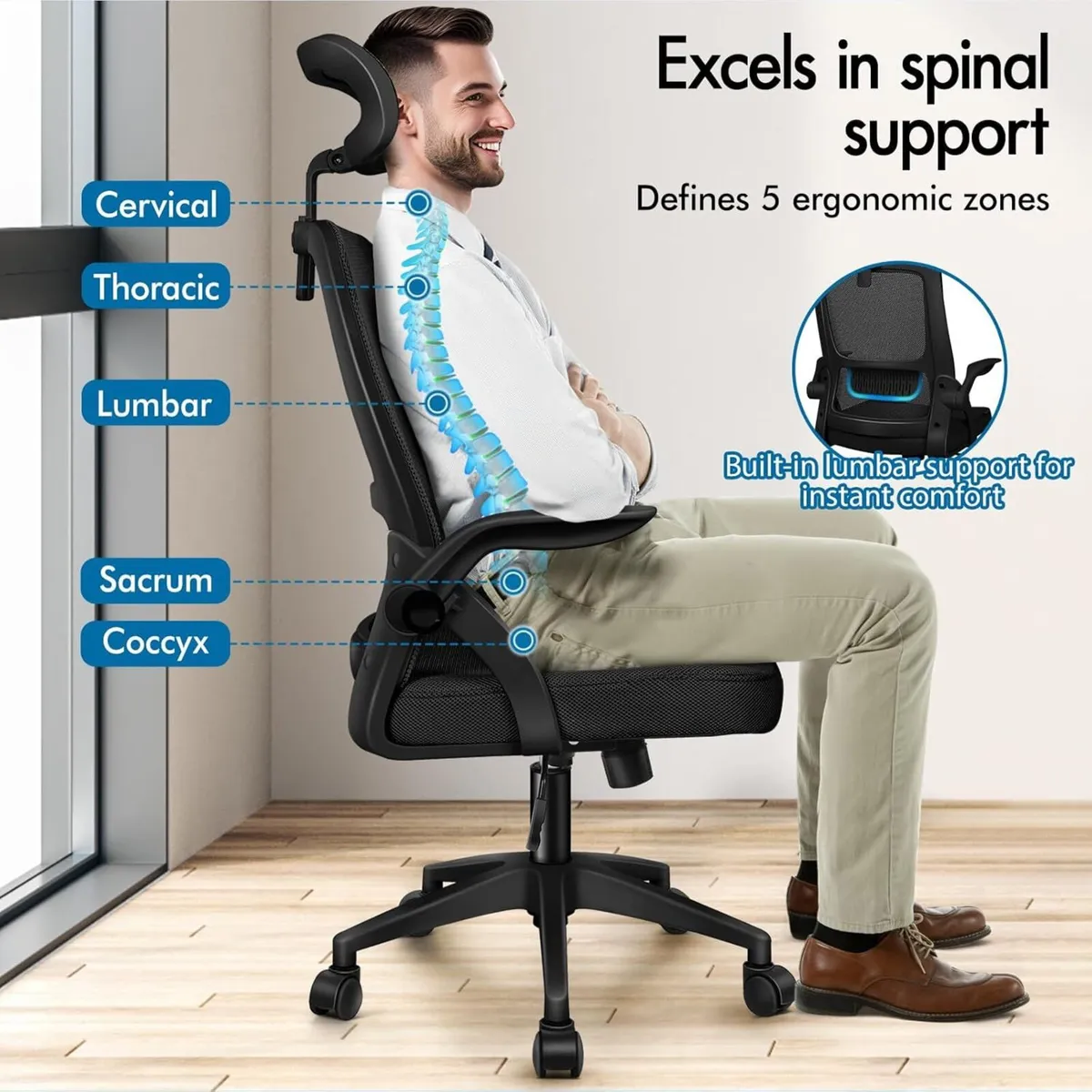 Ergonomic Office Chair with Headrest High Back - Image 3