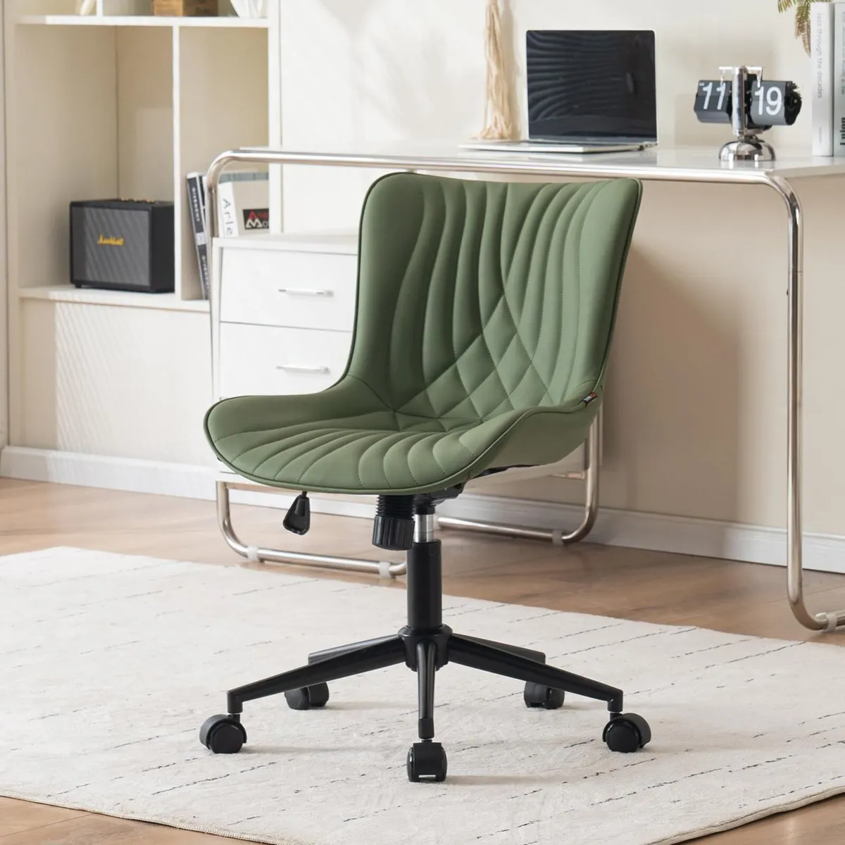 Office Chair Adjustable Ergonomic Desk Armless PU - Image 1