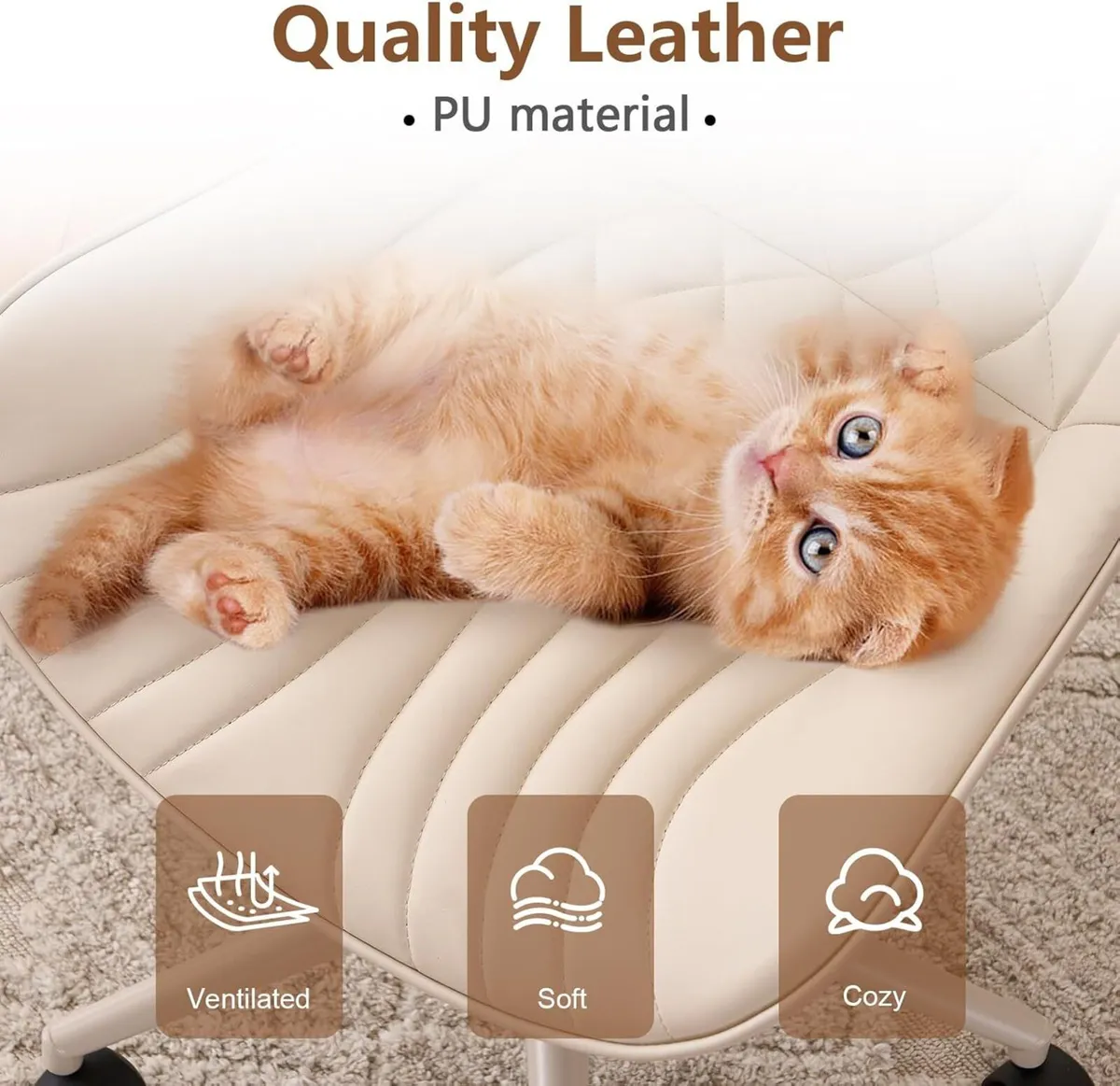 Office Chair Adjustable Ergonomic Desk Armless PU - Image 4