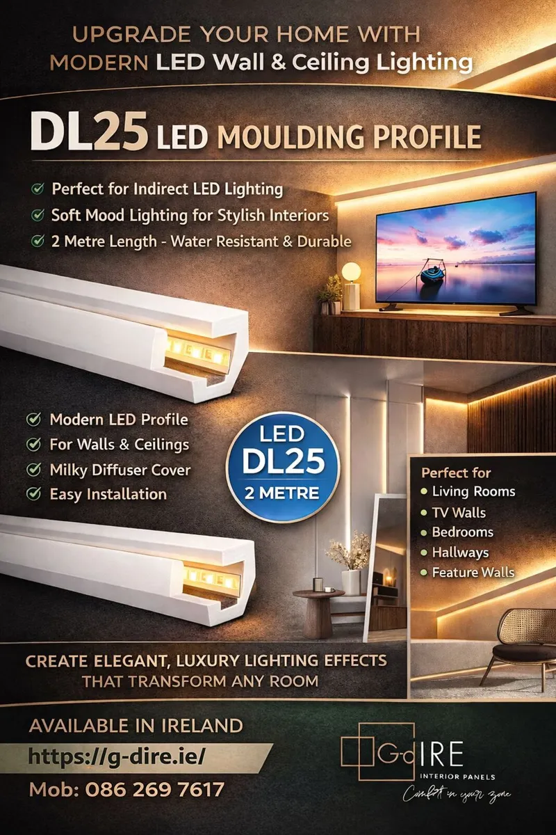 LED Wall & Ceiling Lighting – DL25 LED Profile - Image 1