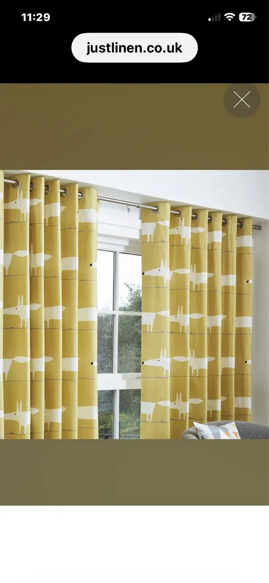 Scion Mr. Fox print curtains ochre - Image 1