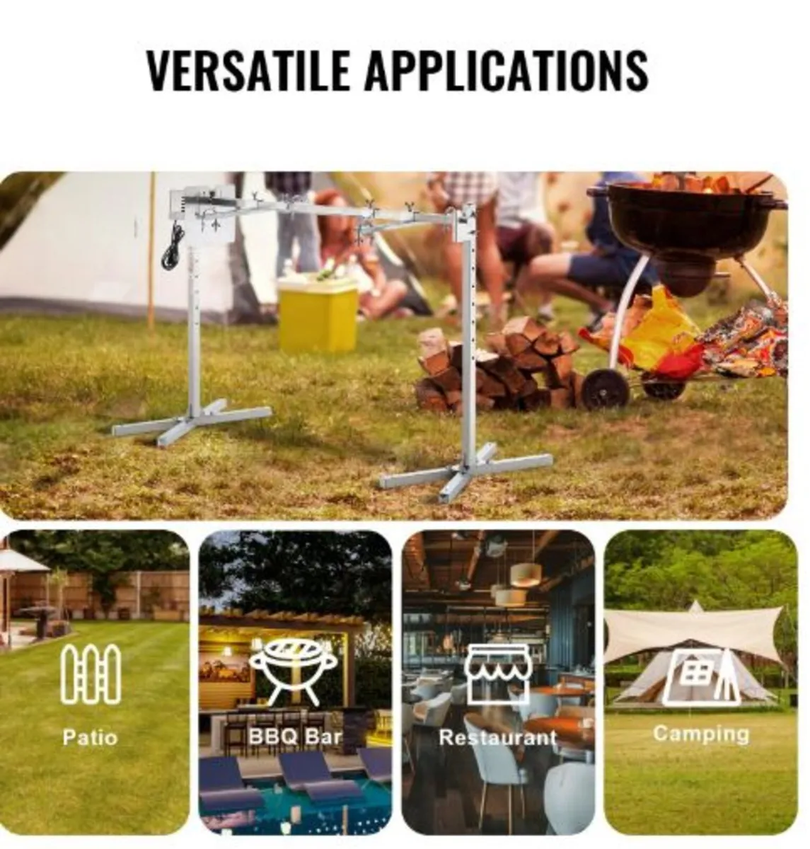 116.8 cm Electric BBQ Rotisserie Grill Kit Stain - Image 4